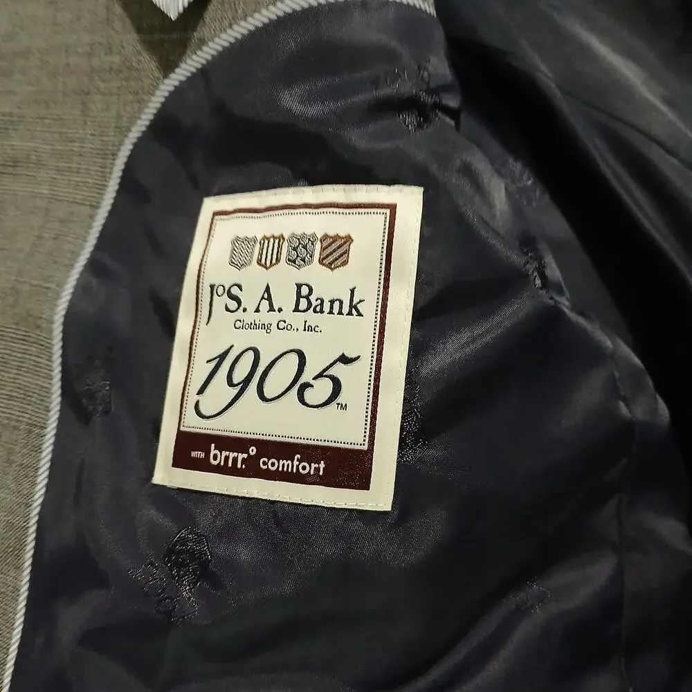 Jos.A.Bank Brrr Comfort blazer 48L Slate Grey Wool Tailored-Fit Plaid Classic